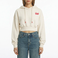 A female model wearing the Smith's 1906 WHO01 Beige Hoodie is showing the front.