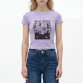 A female model wearing the Smith's 1906 WTE04 Lilac T-Shirt is showing the front.