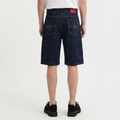 A male model wearing the Smith's 1906 MSO01 Navy Denim Shorts is showing the back.