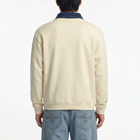 A male model wearing the Smith's 1906 MSW02 Beige Sweatshirt is showing the back.
