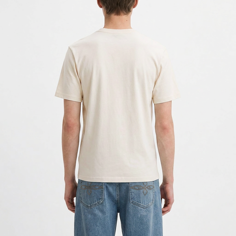 A male model wearing the Smith's 1906 MTE02 Off White T-Shirt is showing the back.