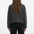 A female model wearing the Smith's 1906 WJK01 Dark Grey Jacket is showing the back.