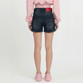 A female model wearing the Smith's 1906 WSO01 Blue Denim Shorts is showing the back.