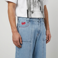 A close-up view of a male model wearing the Smith's 1906 MJN02 Light Blue Jeans.