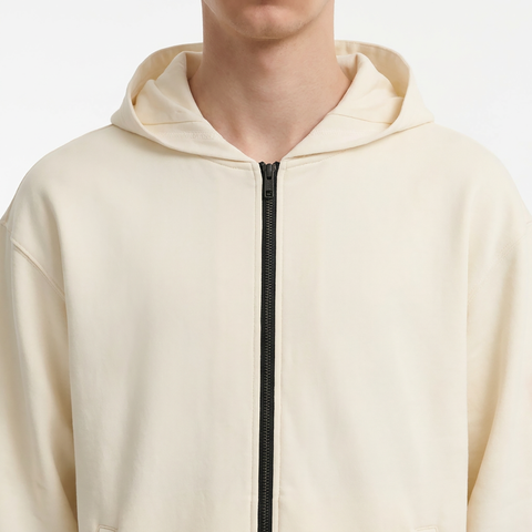 Men's Beige Hooded Sweatshirt Jacket from Smith's 1906 - detail view