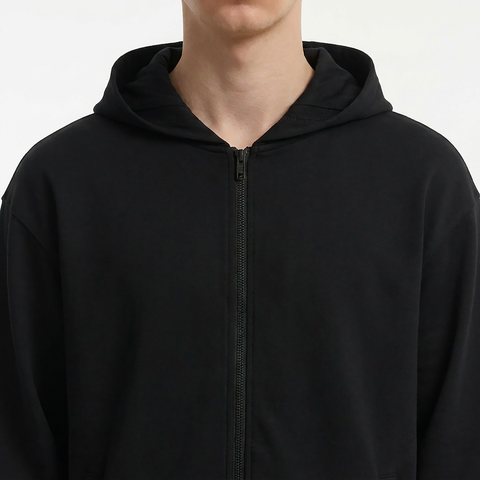 Men's Black Hooded Sweatshirt Jacket from Smith's 1906 - detail view