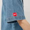 Details of the Smith's 1906 MSR04 Light Blue Denim Short-Sleeve Shirt.