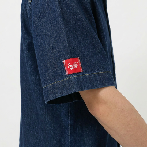 Details of the Smith's 1906 MSR04 Navy Denim Short-Sleeve Shirt.