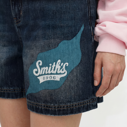 Details of the Smith's 1906 WSO01 Blue Denim Shorts.