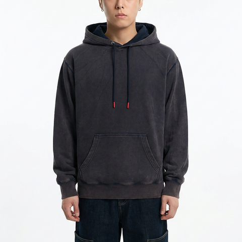 A male model wearing the Smith's 1906 MHO01 Navy Hoodie is showing the front.