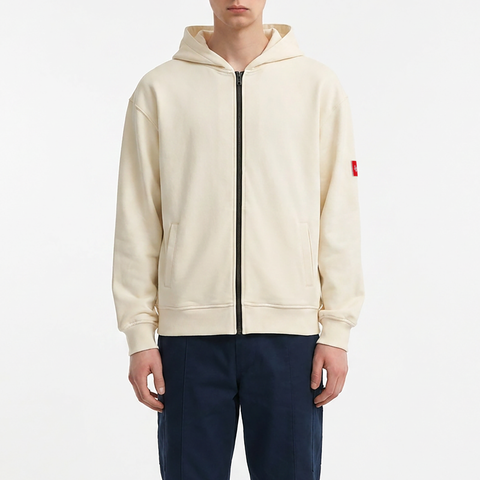 Men's Beige Hooded Sweatshirt Jacket from Smith's 1906 - front view