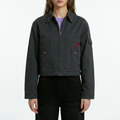 A female model wearing the Smith's 1906 WJK01 Dark Grey Jacket is showing the front.