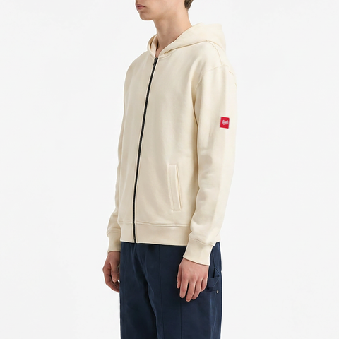 Men's Beige Hooded Sweatshirt Jacket from Smith's 1906 - side view