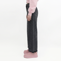 A female model wearing the Smith's 1906 WJN01 Dark Grey Jeans is showing the side view.