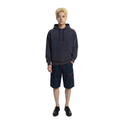 A male model is wearing shorts paired with the Smith's 1906 MHO01 Navy Hoodie.