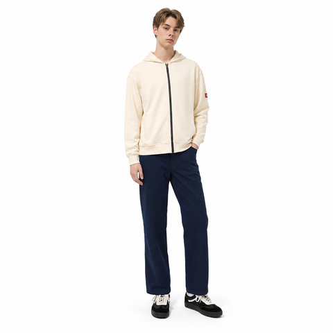Men's Beige Hooded Sweatshirt Jacket from Smith's 1906 - styled view