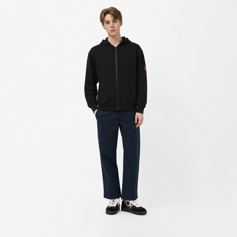 Men's Black Hooded Sweatshirt Jacket from Smith's 1906 - styled view