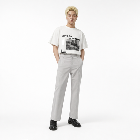 Men's Light Grey Pants from Smith's 1906 - styled view